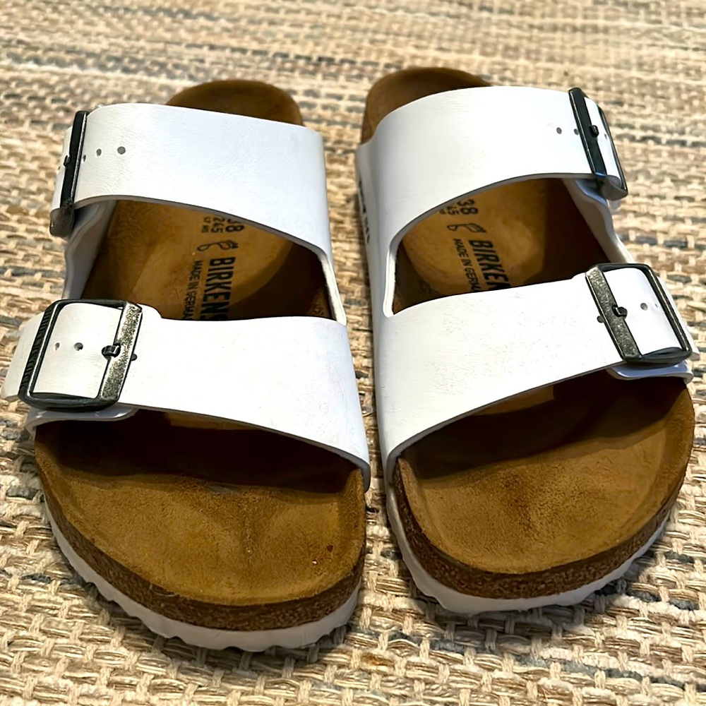 SOLD White Arizona Birkenstock Sandals - Picture 1 of 7